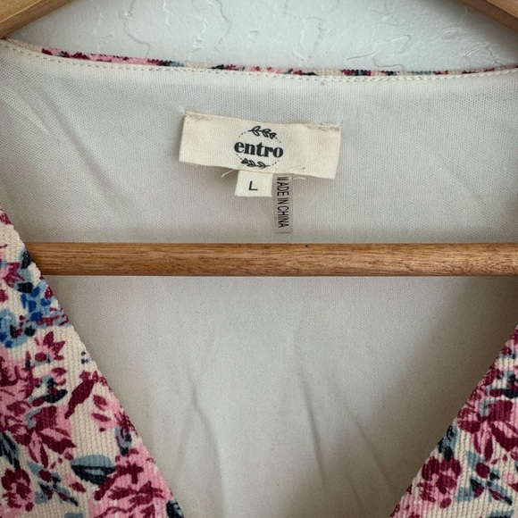 Entro cream floral ruffle balloon long sleeve top Size Large - Picture 5 of 5